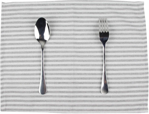 Plain Striped Cotton Linen Blended Dinner Cloth Napkins - Set of 12 (40 x 30 cm) - for Events & Home Use (Grey)...