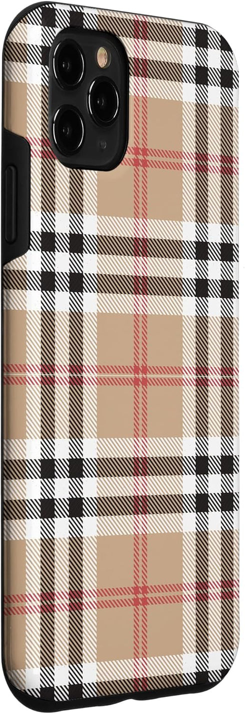 Plaid Check pattern Co. iPhone 11 Pro Max Protective Case with Plaid Pattern, Checkered Striped Tartan Design, Heavy Duty Protection, Textured Fin...