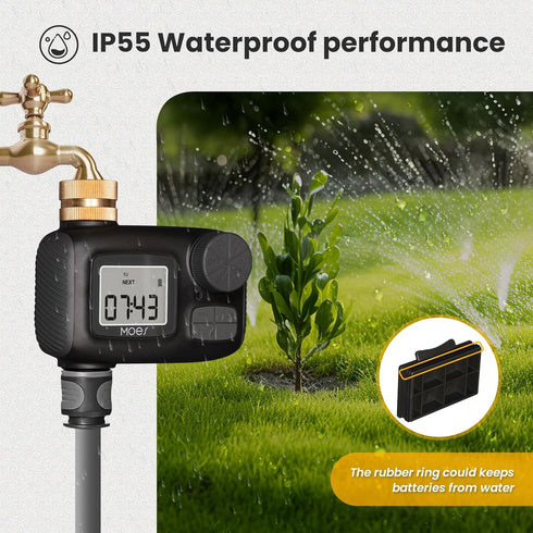 MOES Sprinkler Timer with Brass Inlet, 3 Separate Programs Timer, Programmable Water Timer for Garden Hose, Manual | Rain Delay | Cycle Plan | Aut...