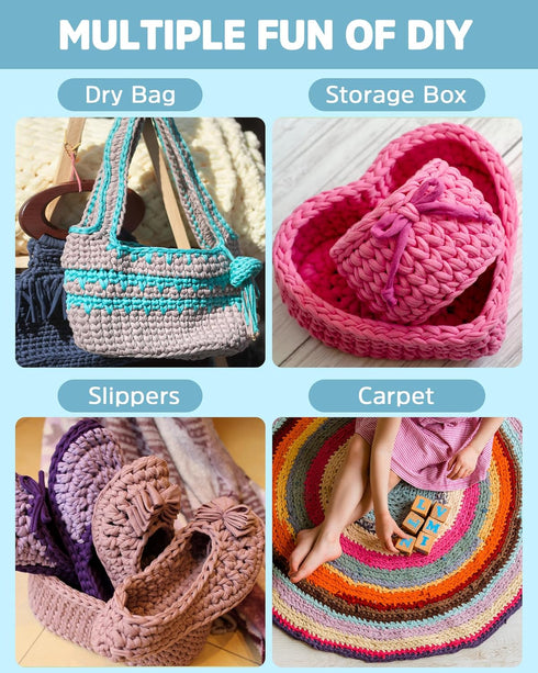 T-Shirt Yarn for Croheting Knitting - 1 PC Chunky Thick Yarn for Bags Blanket Cushions Slippers Storage Baskets Projects, Fabric Yarn 100g (3.5oz)...