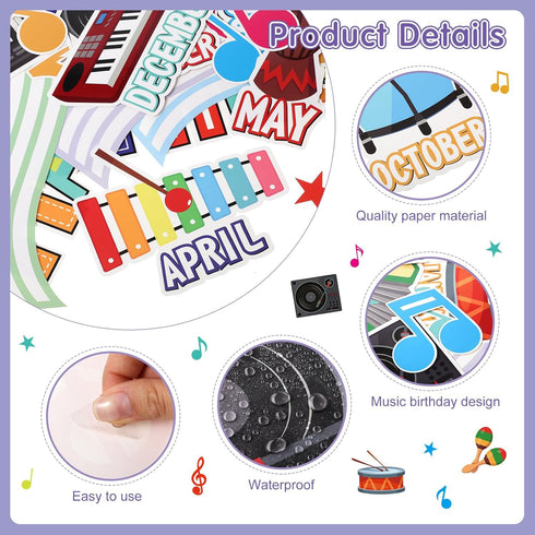 84 Pieces Happy Birthday Classroom Bulletin Board Set Music Birthday Cutouts Bulletin Board Musical Note Staff Birthday Cutouts for Music Birthday...