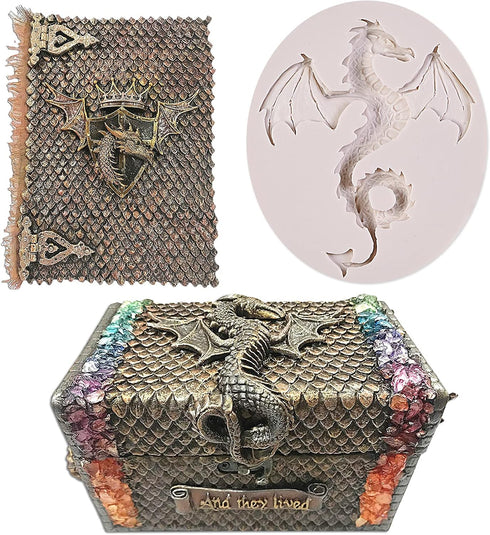 Dragon Silicone Fondant Molds, (3 PACK) Swords Shield Battle Fondant Mold for Thrones Cake, Dragon Cake Decorating Cupcakes, Chocolate, Sugarcraft...