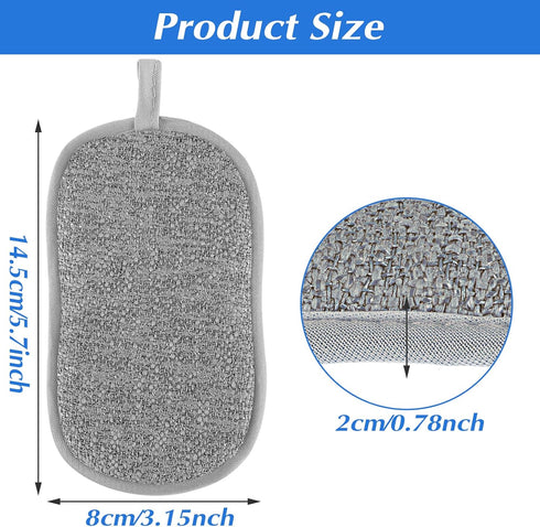 6 Pack Multipurpose Dish Scrubber Sponges, Non Scratch Sponge Microfiber Side for Dish Rough Side for Non Stick Cookware Reusable Sponge Scrub Spo...