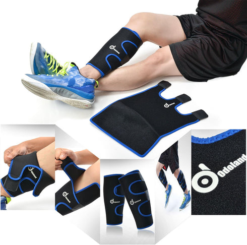 Odoland Calf Compression Sleeve Calf Brace for Calf Pain Relief Strain, Sprain, Tennis Leg and Calf Injury - Guard Leg and Adjustable Shin Splints...