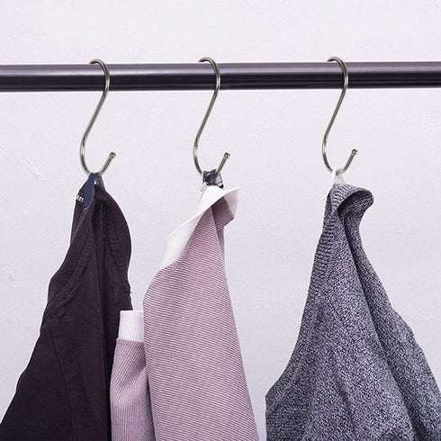 WHITECLOUDZ 30-Pack Silver S Hooks for Hanging Plants, Stainless Steel S hooks for hanging heavy-duty, Closet Hooks for Hanging Clothes, Durable k...