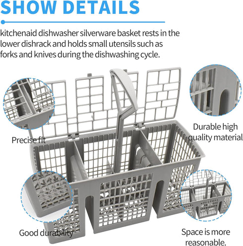 Universal Dishwasher Cutlery Basket, Dishwasher Utensil Basket for utensils Compatible with most brands- Bosch, Siemens...