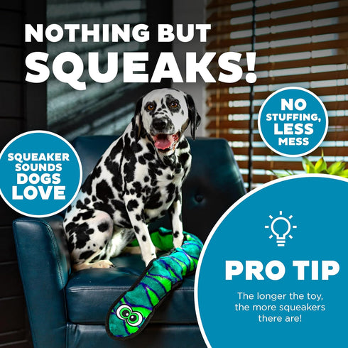 Outward Hound Durablez Tough Plush Squeaky Dog Toy, Snake, Blue, XL...