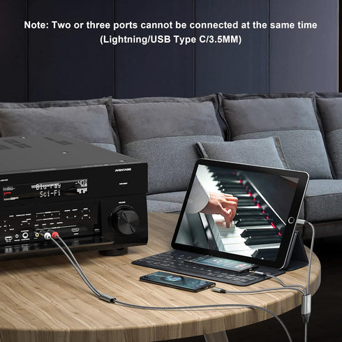 Lightning to RCA Audio Aux Cable, USB C to 2 RCA Audio Cable, RCA to 3.5mm Cable Compatible with Lightning USB C 3.5mm, for Home Theater, Speaker,...