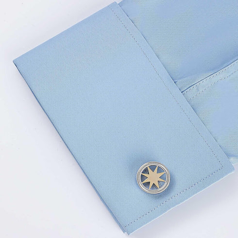 3D Compass Cufflinks Golden Compass with Silver Round Cufflinks For Men Graduation Gifts...