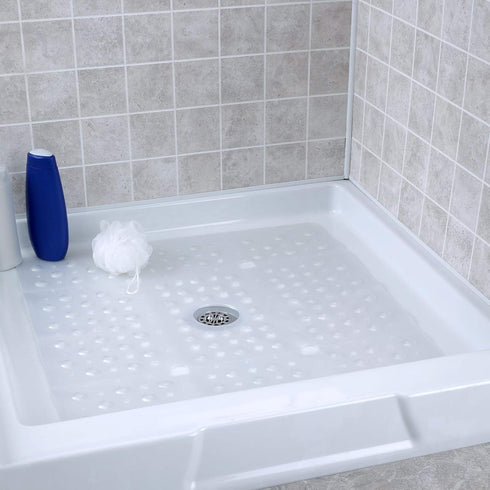 SlipX Solutions 27" Oversize Square Shower Mat, Non-Slip Mat for Elderly & Kids, 100+ Power Grip Suction Cups for Smooth Surfaces, Machine Washabl...