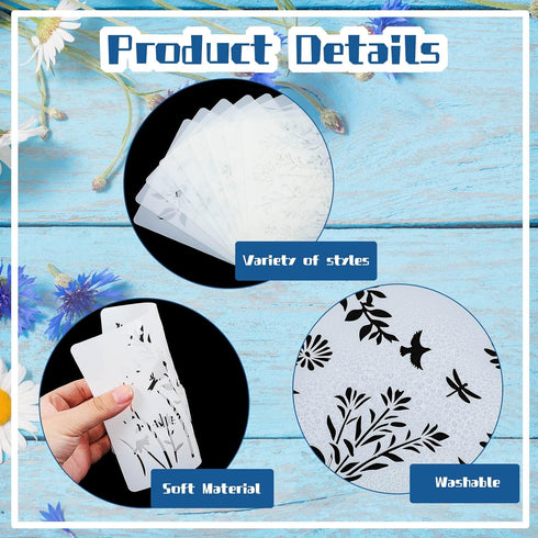 20 Pieces Wildflower Stencils for Painting Template Flower Stencils Wall Stencils Reusable Spring Stencils PET DIY Drawing Templates Stencils for ...