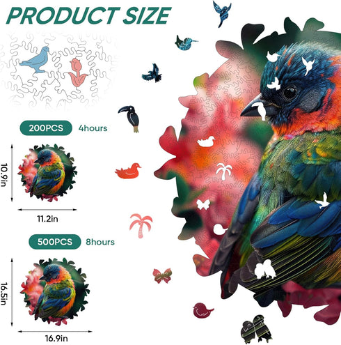 Wooden Puzzles for Adults,Bird Wooden jigsaw puzzles 200pcs,10.9x11.2in,Medium,Unique Shape Animal adult Puzzles,Irregular Wood Puzzles Creative G...