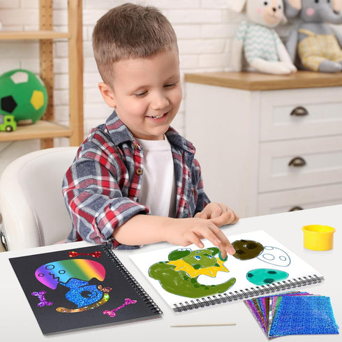 Art & Craft Activity,Foil Fun Dinosaur DIY Art Kits,No Mess Creative Foil Art Kits Set Drawing Game for Kids,Birthday Gifts Crafts Supplies Kits T...