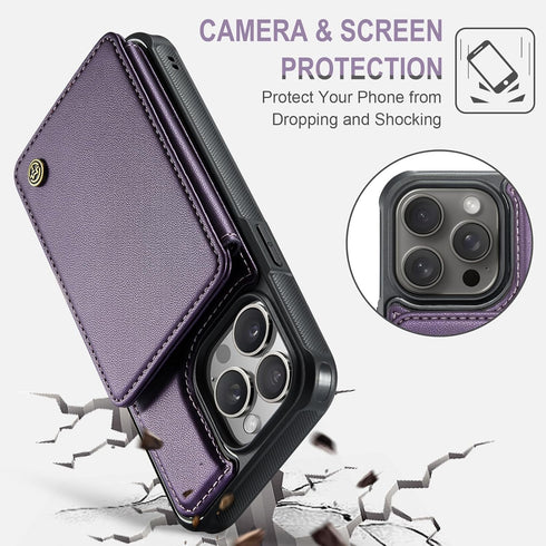 for iPhone 15 Pro Max Wallet Case with Card Holder, Case for iPhone 15 Pro Max with RFID Blocking for Women Men, Durable Kickstand Shockproof Phon...