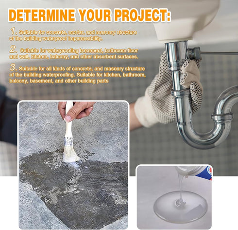 Invisible Waterproof Adhesive - 10.6oz Water-Based Transparent Waterproof Coating with Brush, Wall Bathroom Roof Liquid Waterproof Sealant Anti Le...