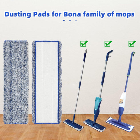 6 Pack Microfiber Dusting Pads for Bona Family of Mops, Washable & Reusable Cleaning Pad for Multi-Surface Floors...