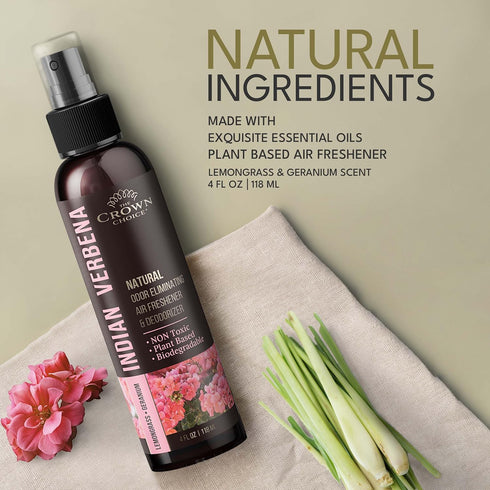 Natural Air Freshener Spray—Geranium & Lemongrass Odor Eliminator—Non-Toxic Essential Oil Deodorizer Spray for Home,Toilet,Room,Lounge,Laundry,Cab...