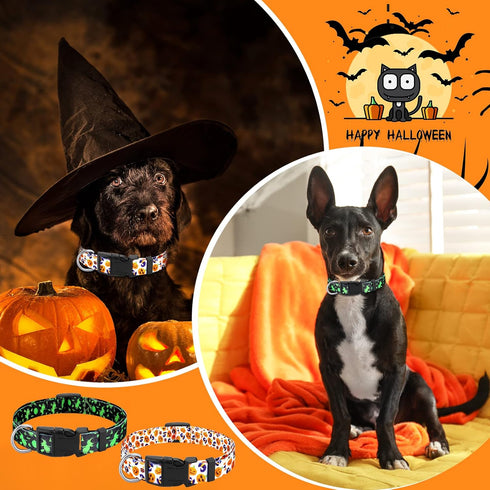 6 Pcs Halloween Dog Collars for Dogs Pumpkin Basic Dog Collars Adjustable Lightweight Holiday Dog Collar Comfortable Dog Collars with Plastic Buck...