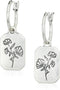 Lucky Brand Silver-Tone Flower Rectangle Charm Hoop Earrings...