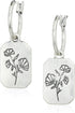 Lucky Brand Silver-Tone Flower Rectangle Charm Hoop Earrings...