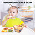 4 Pcs Set Cartoon Durable Tableware Meal Dishes Mealtime Food Feeding Eating Set includes Dinner Serving Bowl Plate Cup with a Matching Spoon and ...