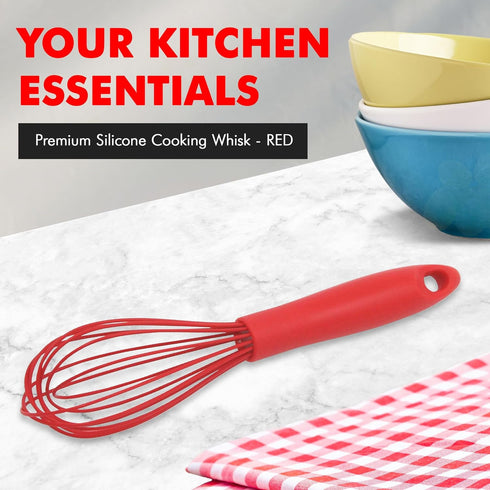 Chef Craft Premium Silicone Wire Cooking Whisk, 10.5 Inch, Red...