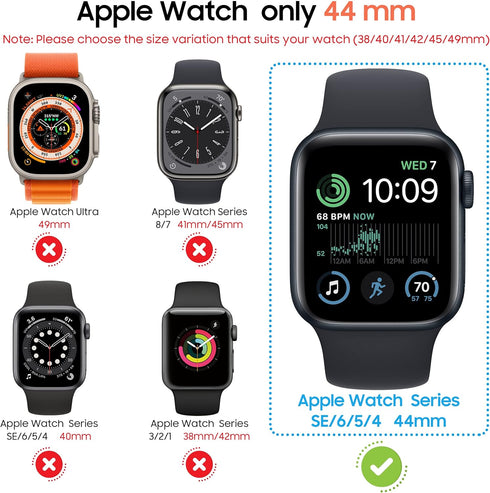 Suoman 3 in 1 Case for Apple Watch Series 6/5/4 44mm Waterproof Privacy Screen Protector, Tempered Glass Cover Front + Back Bumper 360°Protection ...