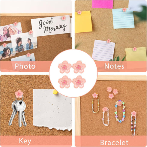 25Pcs Cherry Blossoms Push Pins, Pink Resin Glitter Flower Push Pins Decorative Thumb Tacks for Wall Hangings, Bulletin Board,Maps, Office Wall...