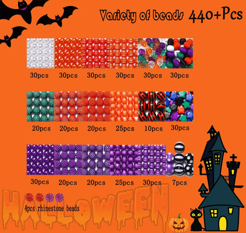 450+ Pieces Halloween Beads Making Kit,Enamel Halloween Charms Pendant Assorted Halloween Beads Jewelry Making Pumpkin Witch Hat Black Cat Spider ...