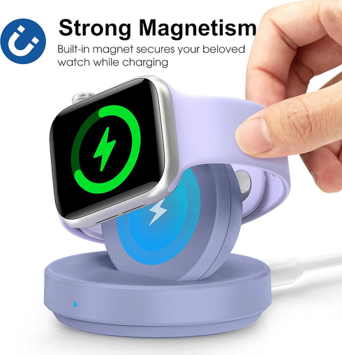 Portable Magnetic Charging Dock for Apple Watch, Wireless Fast Watch Charger Stand with Charging Cable, Support Nightstand Mode, Compatible with A...
