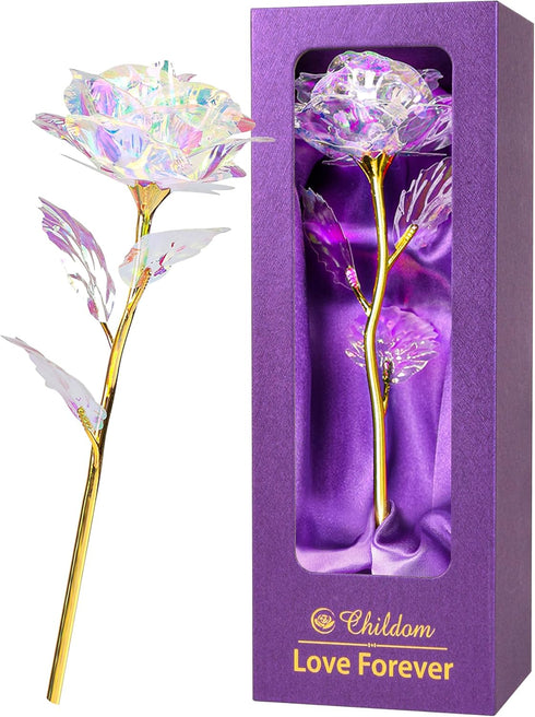 Childom Birthday Gifts for Women,Christmas Rose Gifts for Her Mom,Rainbow Rose Present for Her,Sweet Artificial Flower for Wife,Grandma,Women,Chri...
