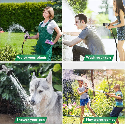 RESTMO Garden Hose Nozzle, Heavy Duty Metal Water Nozzle with 7 Adjustable Spray Patterns, High Pressure Hand Sprayer with Flow Control, for Water...
