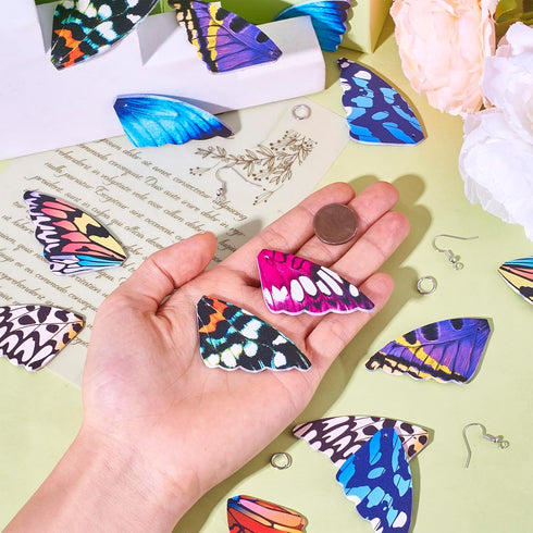 Beadthoven 56pcs Faux Leather Earrings Making Kit for Beginners, Double Sided Butterfly Wing Printed Fabric Earring Pieces with Earring Hooks Jump...
