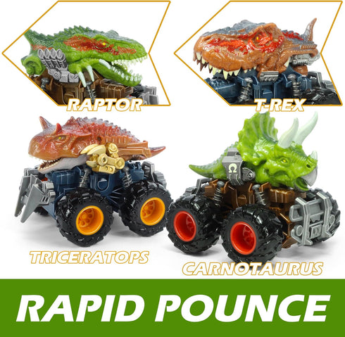 Oriate Dinosaur Monster Truck Triceratops and Carnotaurus Car Toys for Kids 3-5, Dino Stunt Race Push and Go Car, Outdoor Toys for Toddlers Boys G...