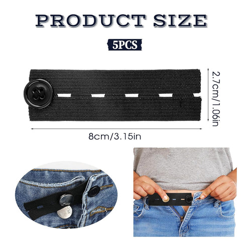5pcs Waist Extender Button Elastic Comfy Adjustable Waistband Expanders for Men and Women Jeans Pants Skirt Dress Trousers (Black)...