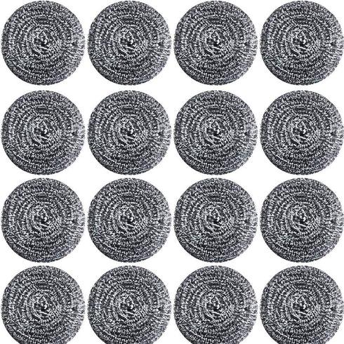16 PCS Stainless Steel Sponges Scrubbers Cleaning Ball Utensil Scrubber Density Metal Scrubber Scouring Pads Ball for Pot Pan Dish Wash Cleaning f...