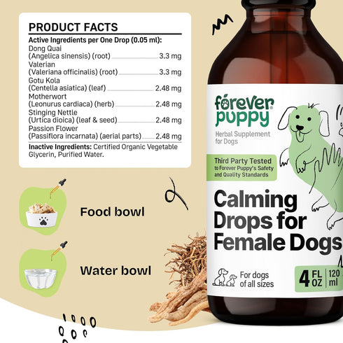 Calming Drops for Female Dogs - Valerian Root Calming Care for Dogs - Liquid Alternative to Calming Chews for Dogs' Composure - Herbal Dog Separat...