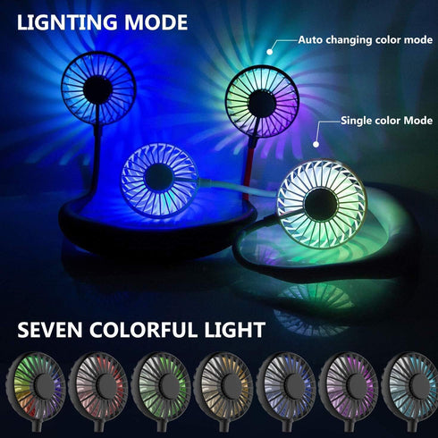 Portable Neck Fan, USB Rechargeable Fan with 3 Speeds Adjustable, Neck Fans Portable Rechargable Prime with LED Lights - Black...