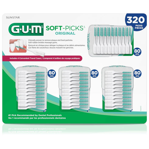 GUM Soft-Picks Original, Easy to Use Dental Picks for Teeth Cleaning and Gum Health, Disposable Interdental Brushes with Convenient Carry Case, De...