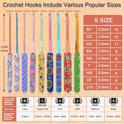 Coopay Warm Crochet Hooks for Grandmother, Art Aluminum Soft Grip Crochet Needles for Crocheting, Knitting Hook for Crochet Yarn Craft - Premium K...