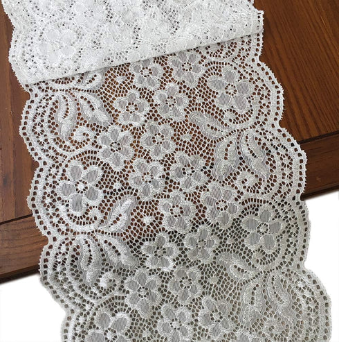 Lace Realm 7 Inches Wide Lace White Stretchy Trim Elastic Fabric for Garment & DIY Craft Supply- 5 Yard (7019 White)...