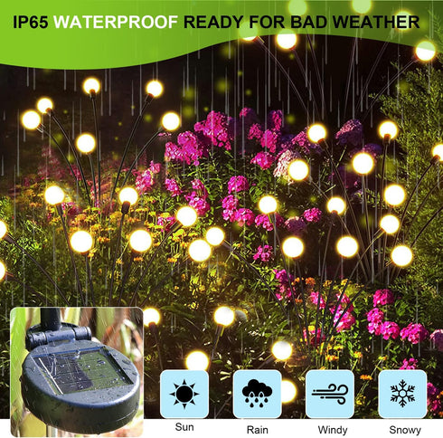 Solar Garden Lights, 2 Pack 16 LED Waterproof Solar Lights Outdoor, Firefly Garden Lights for Yard Patio Pathway Landscape Decoration, Sway by Win...