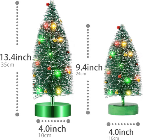 Varmax Mini Christmas Tree with Lights Prelit Christmas Tree Tabletop Tree Bottle Brush Trees 9.4‘’, Green...