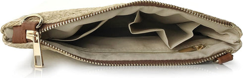 Straw Zipper Small Cross body bag Wristlet Clutch Womens Purse...