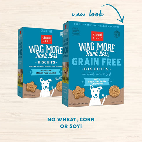 Cloud Star Corp, Wag More Bark Less Oven-Baked Grain Free Smooth Aged Cheddar Dog Biscuits...