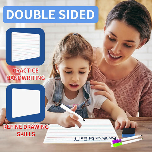 2pack 9x12 inches Dry Erase Board Lapboard Reusable Lined Erasable Ruled Writing Note Pad Lapboard, Blank Whiteboard on Reverse Mini Whiteboard, S...
