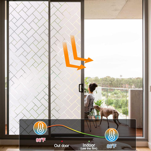 Coavas Window Privacy Film Non-Adhesive Privacy Window Film Frosted Glass Window Film Sun Blocking Window Film Heat Control UV Blocking for Home O...