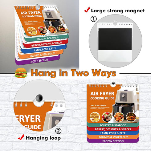 ???????? 200 ?????????? Air Fryer Cheat Sheet Magnets Cooking Guide Booklet, Air Fryer Cooking Guide, Air Fryer Magnetic Cheat Sheet Set, Air Frye...