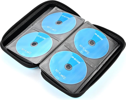 alavisxf xx CD Case, 96 Capacity EVA Protective Blu-ray DVD Case Portable Zipper CD Case Holder Disc Storage Organizer Wallet Bag for Car Home Tra...