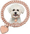 Hillban Dog Chain Rose Gold-plated Diamond Collar with Heart Rhinestones Jewelry Accessories Pet ID Tag Chain Heart Bling Collar with Personalized...